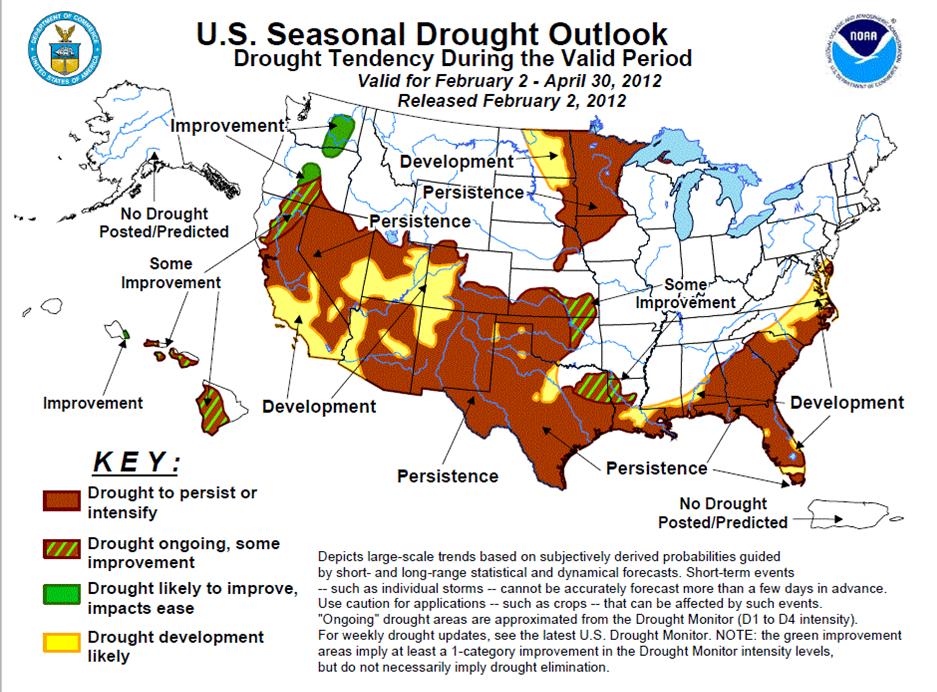 Drought Outlook thru April, 2012