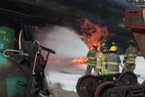 Firefighters training for oil train disaster at A&M facility